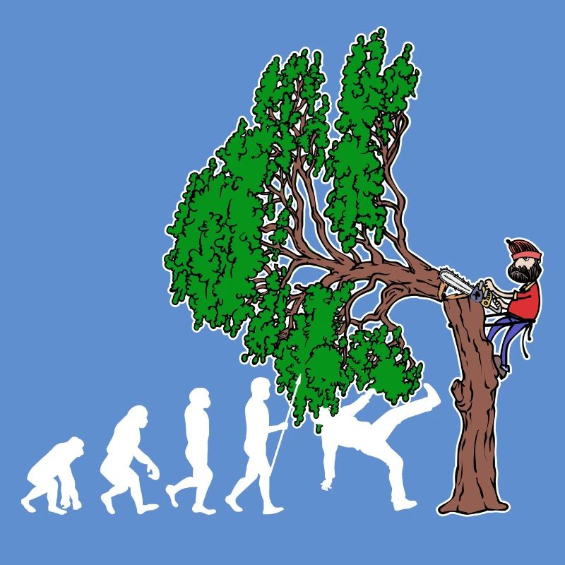 Baum Evolution Holzarbeit Holzfäller Baumfäller