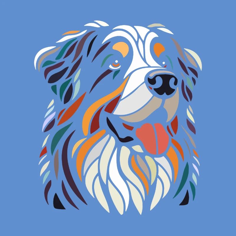 Multicolor Bernese Mountain Dog Head Geom art