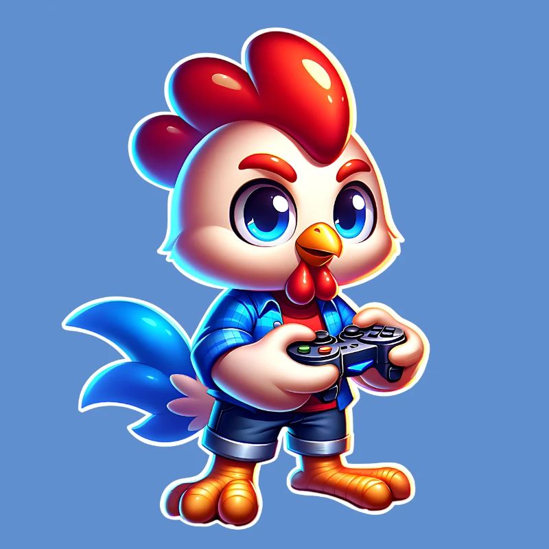 Gaming Huhn mit Controller