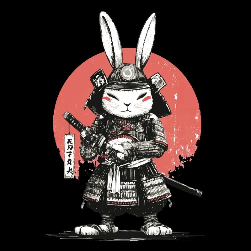 Samurai Rabbit in Armor with Katana