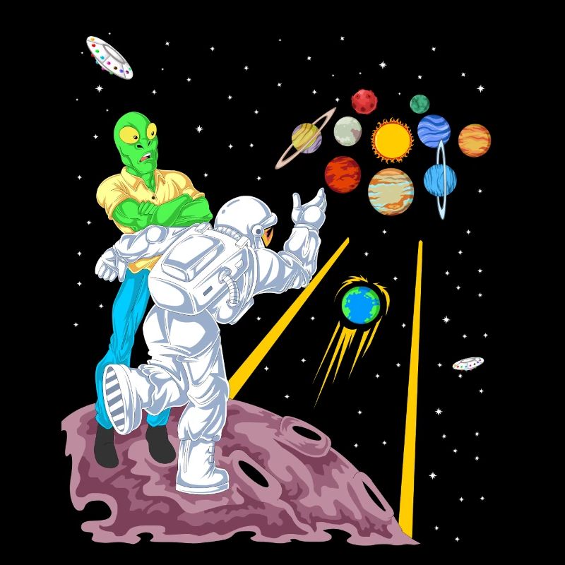 Bowling astronaute et extraterrestre dans le jeu de la galaxie spatiale