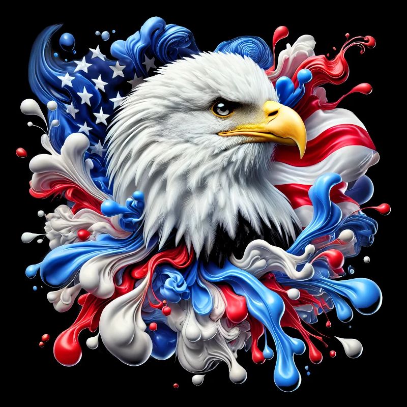 American bald eagle with splashes of paint