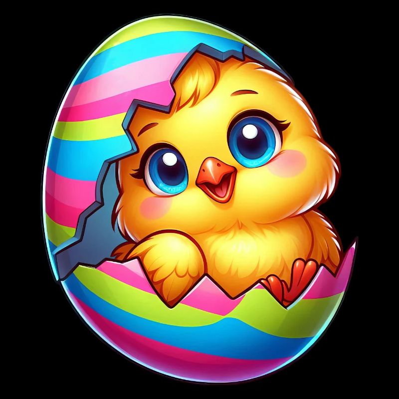 Mignon oeuf de Pâques poussin poulet dessin animé coloré