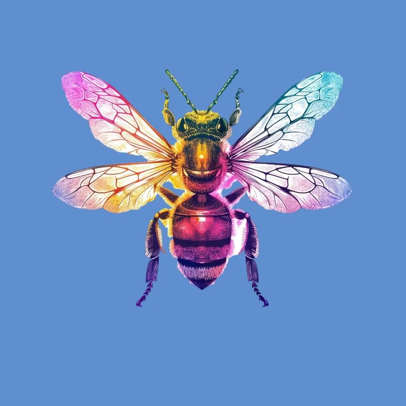 Colorful Bee Rainbow Colored Artwork