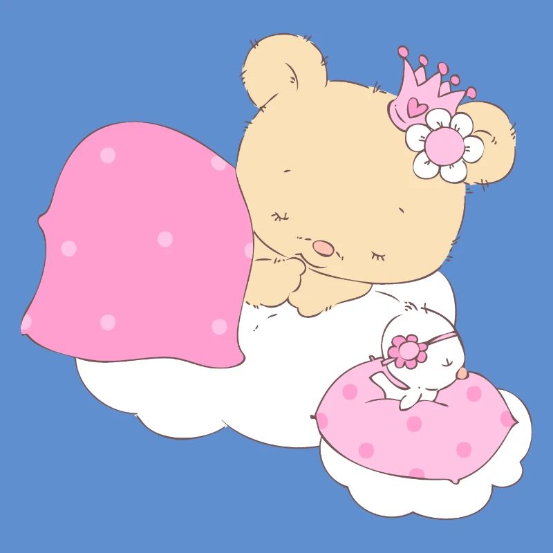 Bear princess sleeping on cloud