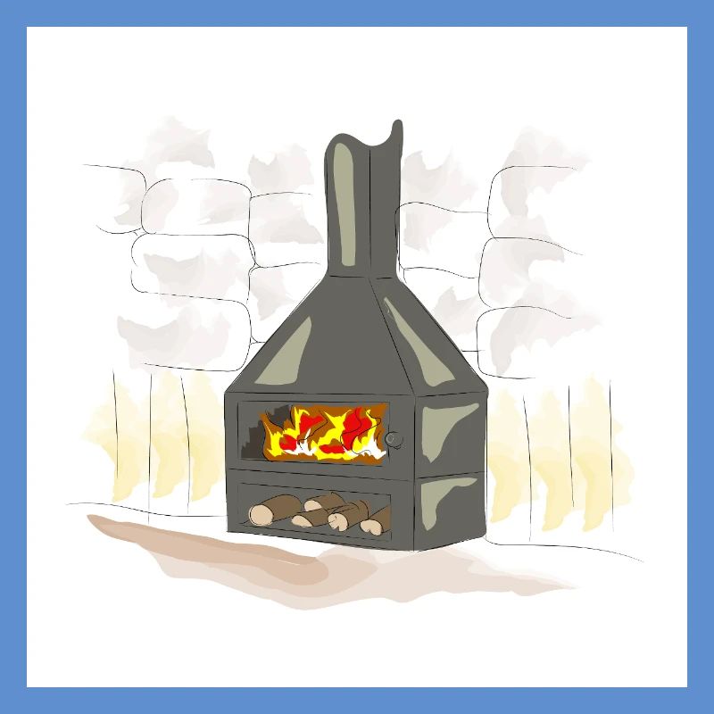 Cheminée à bois éclairée