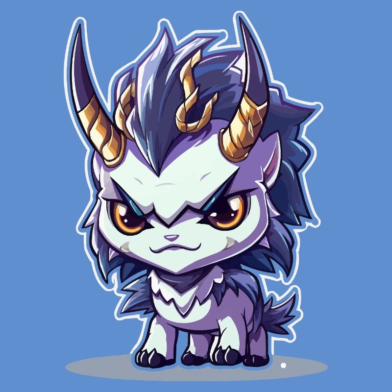 Kleiner Hörnerdrache im Chibi-Stil