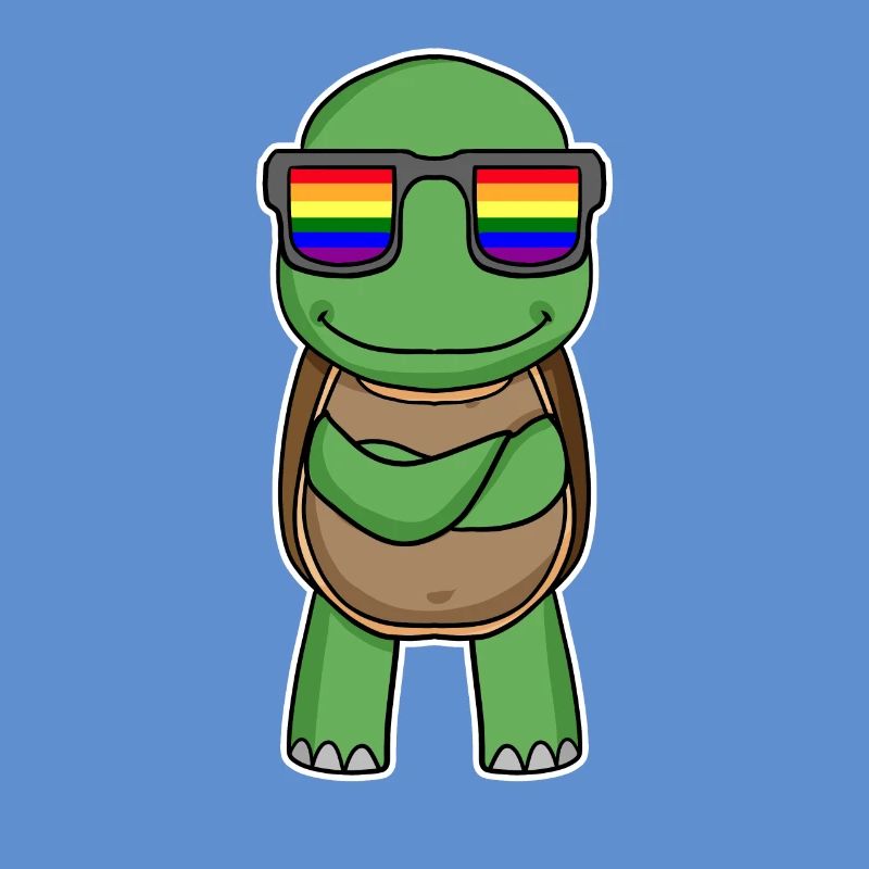 Rainbow - Turtle with glasses