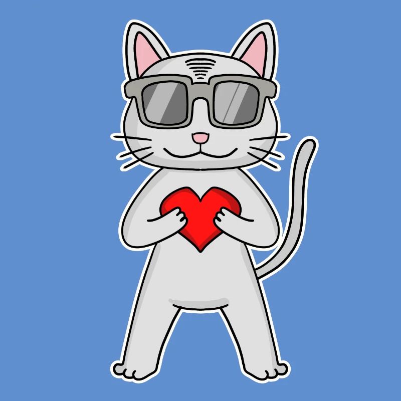 Chat avec coeur et lunettes - Devon Rex