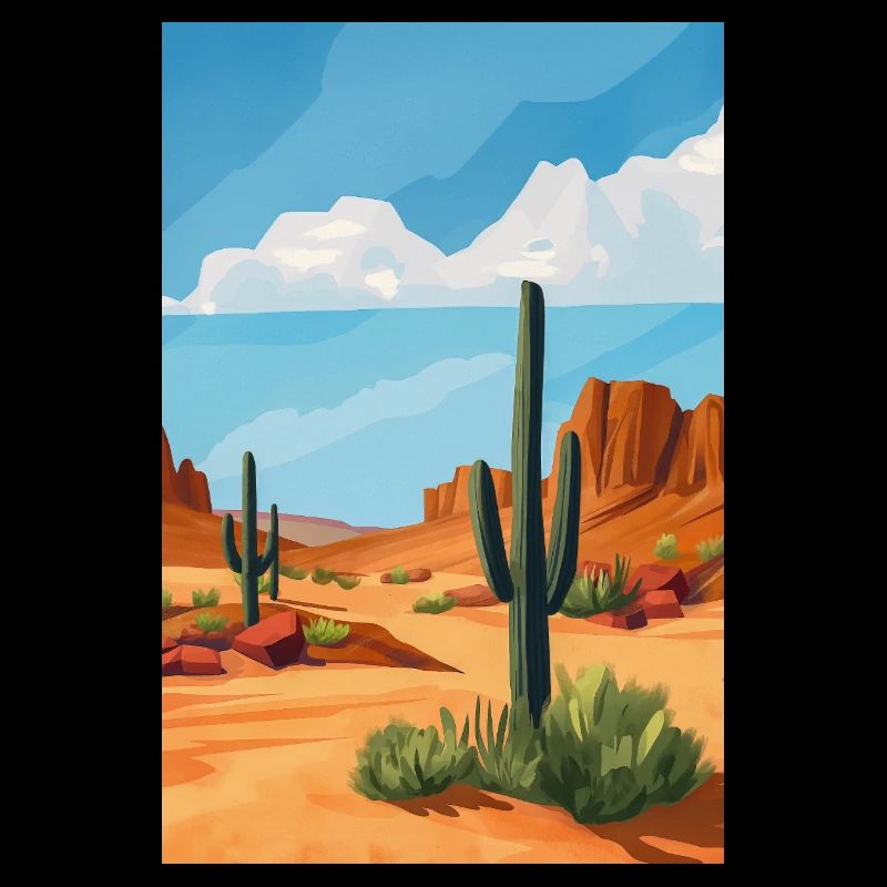 Poster Illustration Paysage de Désert