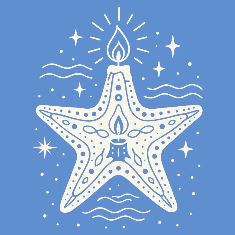Seestern mit Kerze - Maritimes Weihnachtsdesign