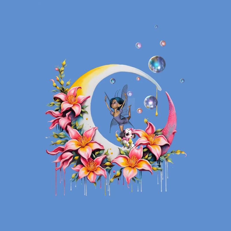 Fée dansant sur la lune