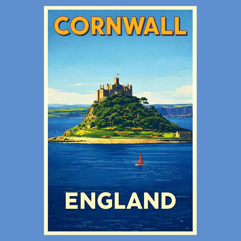 Cornwall England – Affiche de voyage rétro