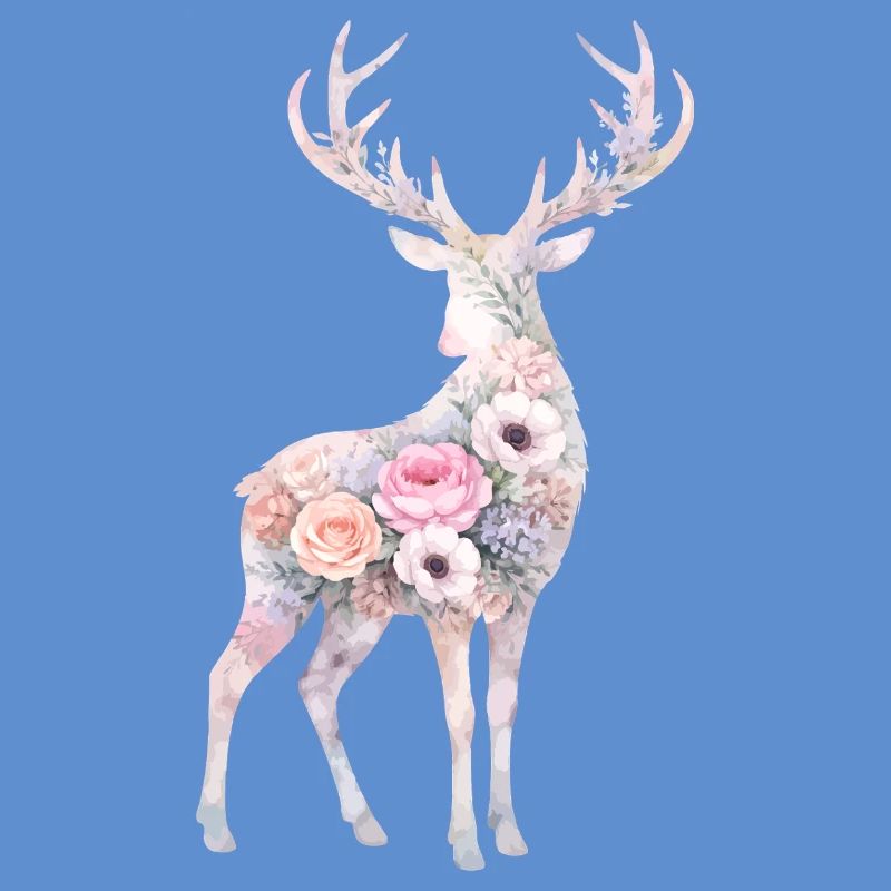 Fleurs en forme d’aquarelle de cerf