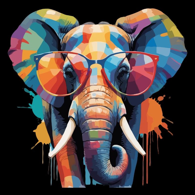 Elefant Cool mit Brille Bunte Savanne