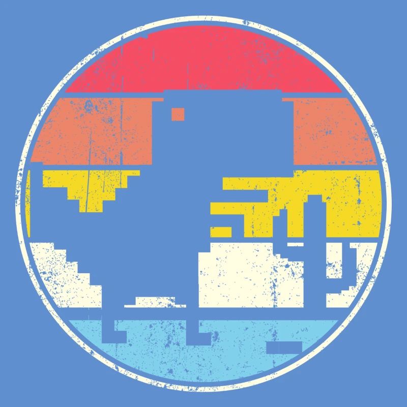 Cercle de coucher de soleil pixel avec silhouette