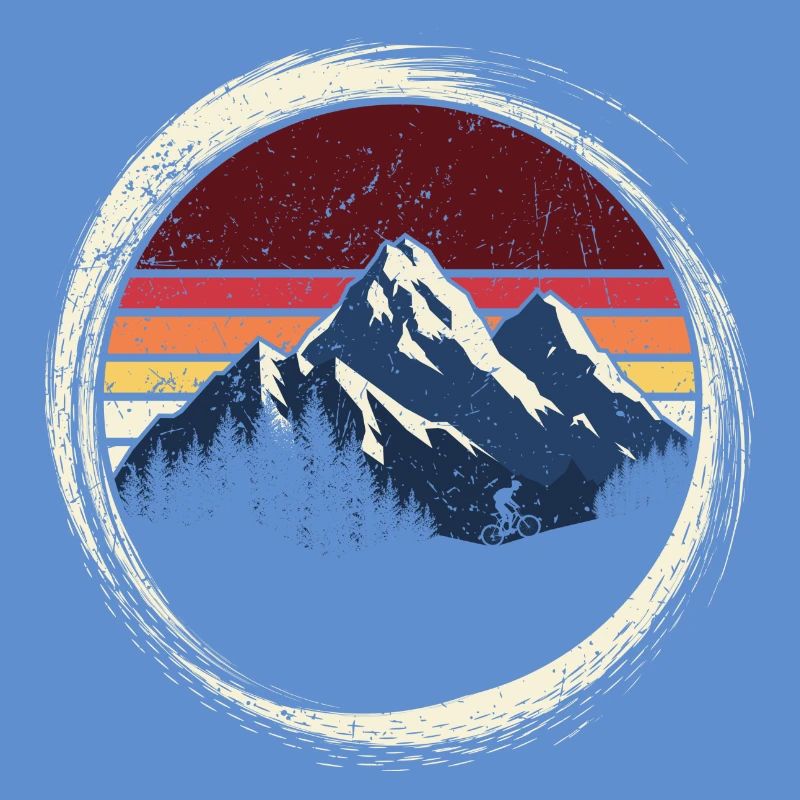 Mountain Sunset Retro Circle