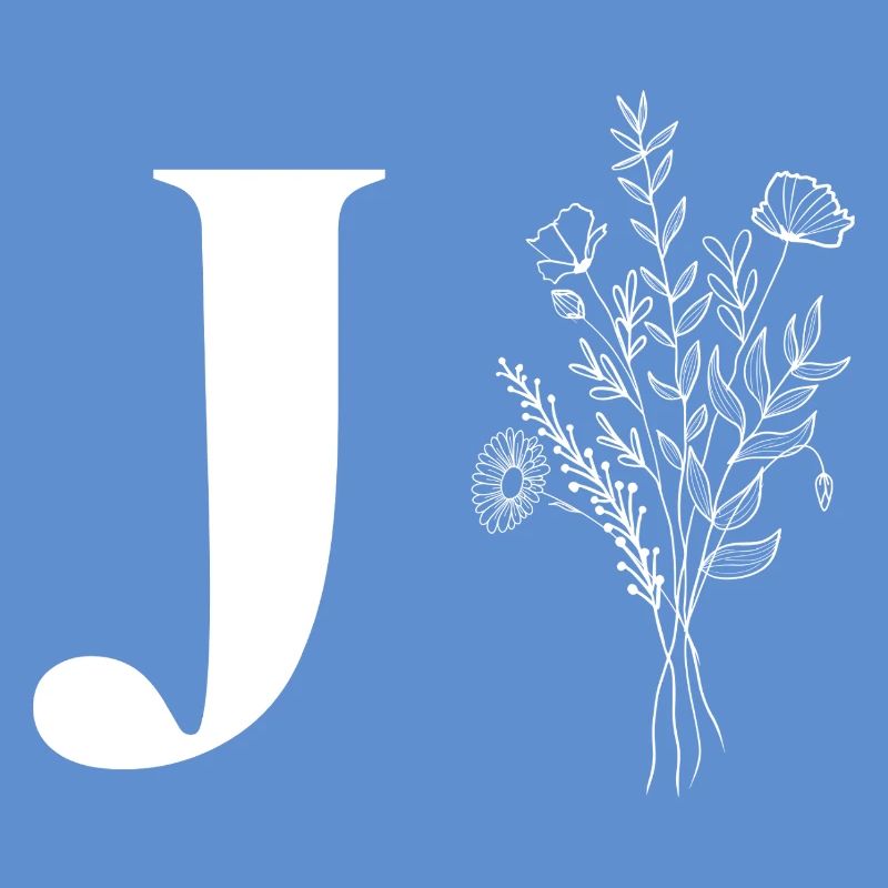 Lette j fleurs minimalistes