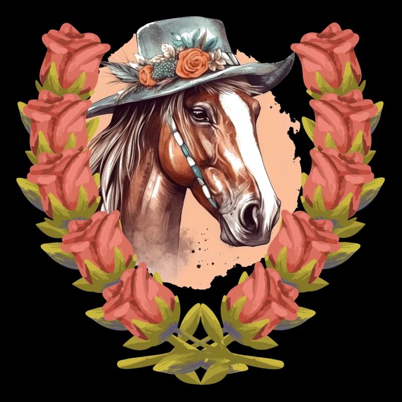 Tête de cheval Anniversaire Roses Cheval Cavalier