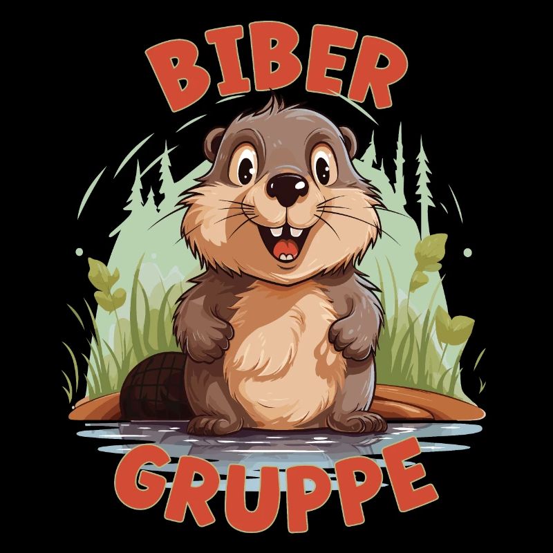 Comic Bibergruppe Kindergarten Gruppentier Biber