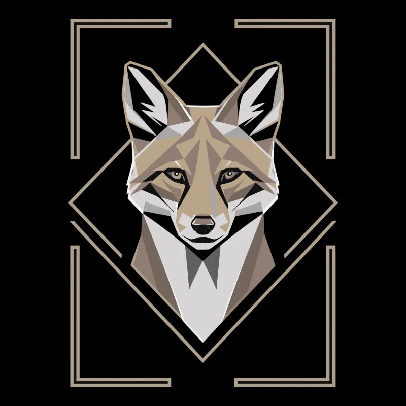 Oeuvre graphique géométrique de tête de renard