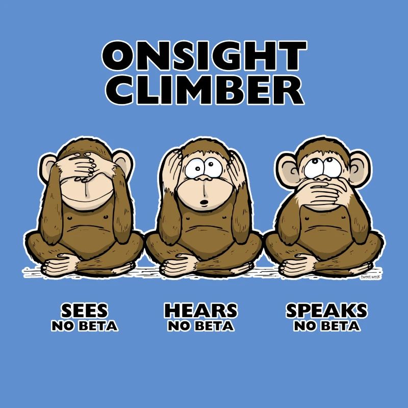 On Sight climber three wise monkey climbing t-shirt