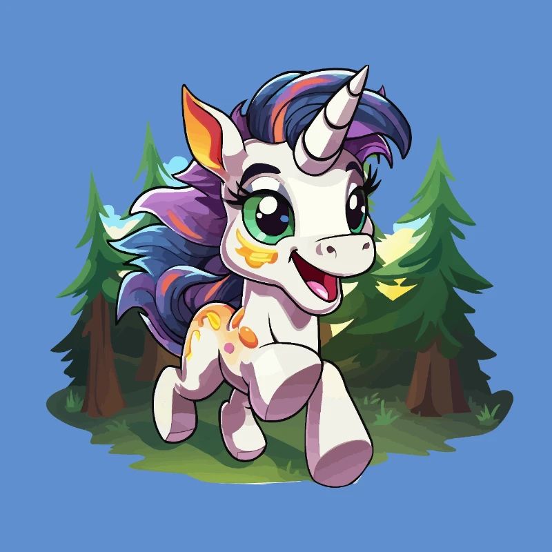 Licorne colorée de la forêt heureuse