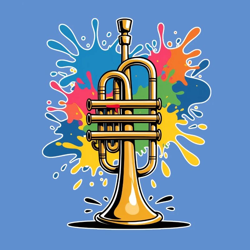 Illustration de trompette vibrante dans un style graffiti