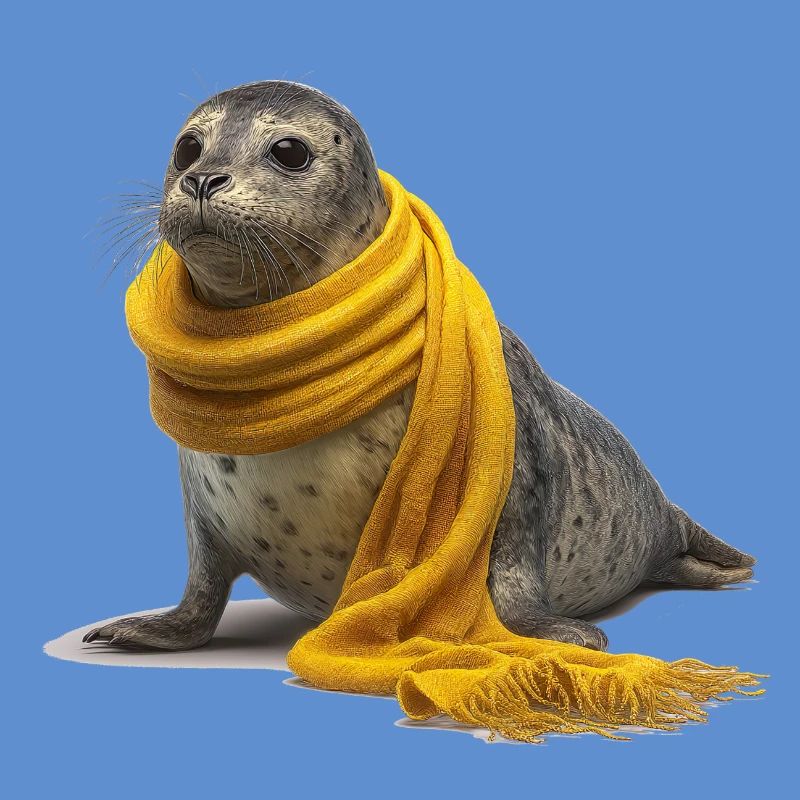 Phoque mignon avec écharpe jaune