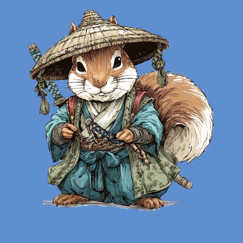 Squirrel Samurai in Blue Kimono