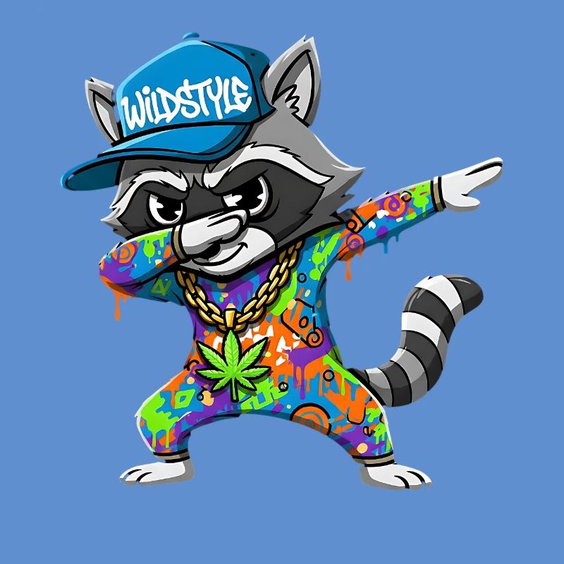 Wildstyle Dabbing Waschbär  Buntes Graffiti Design