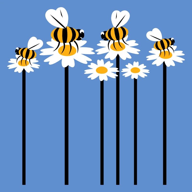 Beaucoup d’abeilles, de bourdons, de marguerites, de fleurs pollinisatrices