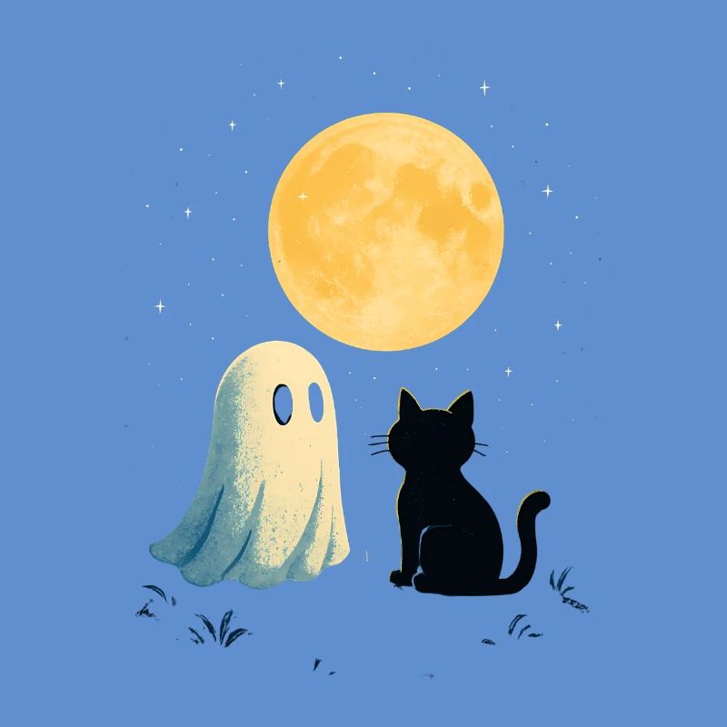 Moonlit Night Ghosts Cat