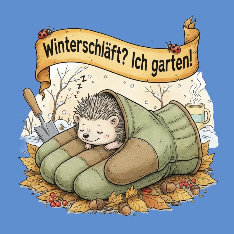 Igel schläft in Gartenhandschuh "Winterschläft? Ic