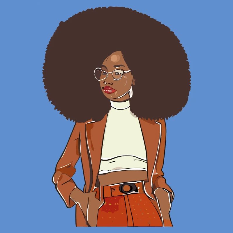 Afro-Chic mit orangefarbenem Blazer