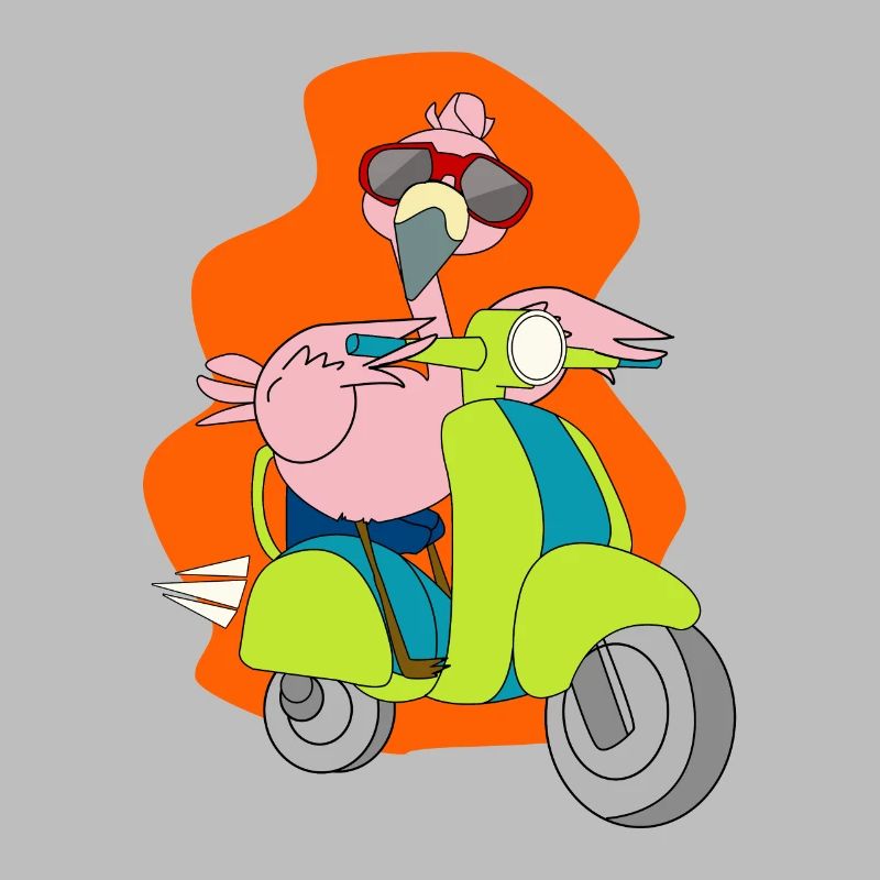 Flamingo Motorrad Roller Mofa Geschenk Shirt