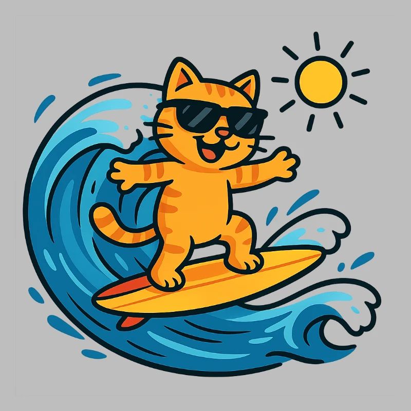 Chat surfeur soleil