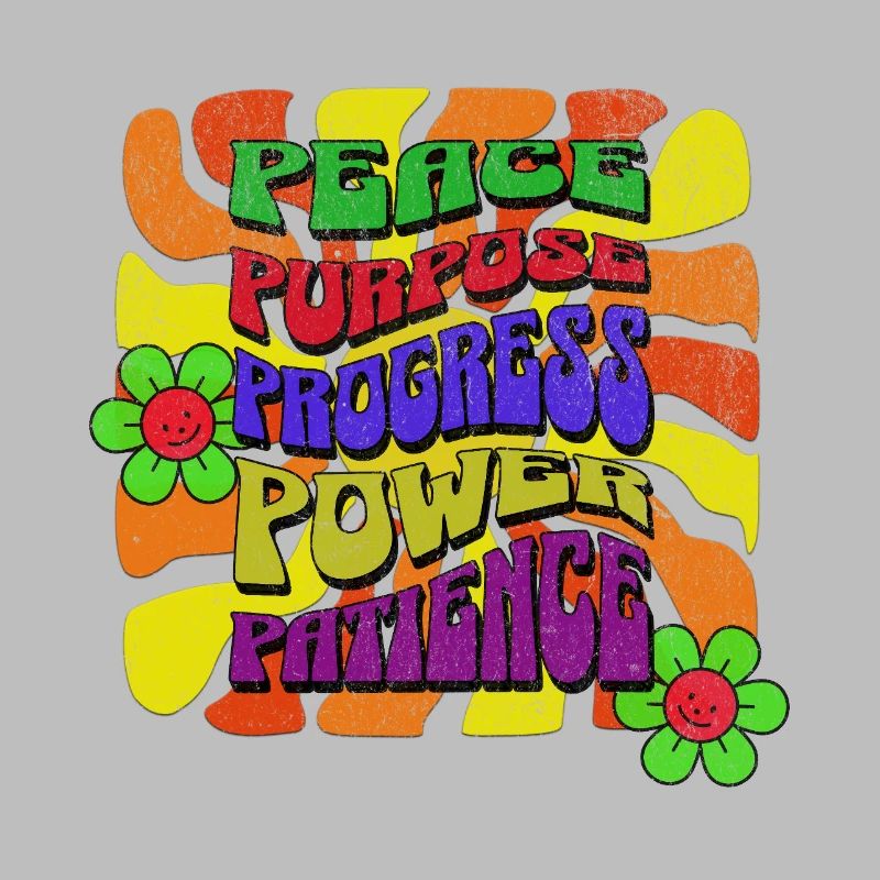 Paix Objectif Progrès Puissance Patience Rétro Design