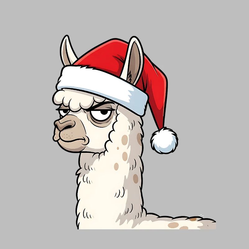 Festive Grumpy Llama Christmas Motif