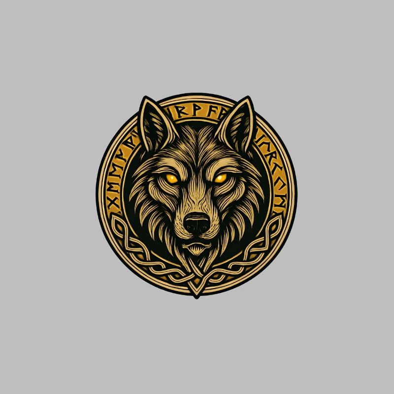 Wolf medallion with rune ring