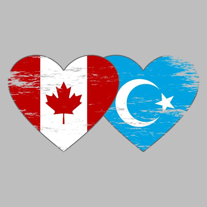 Drapeau du Canada ouïghour coeur utilisé