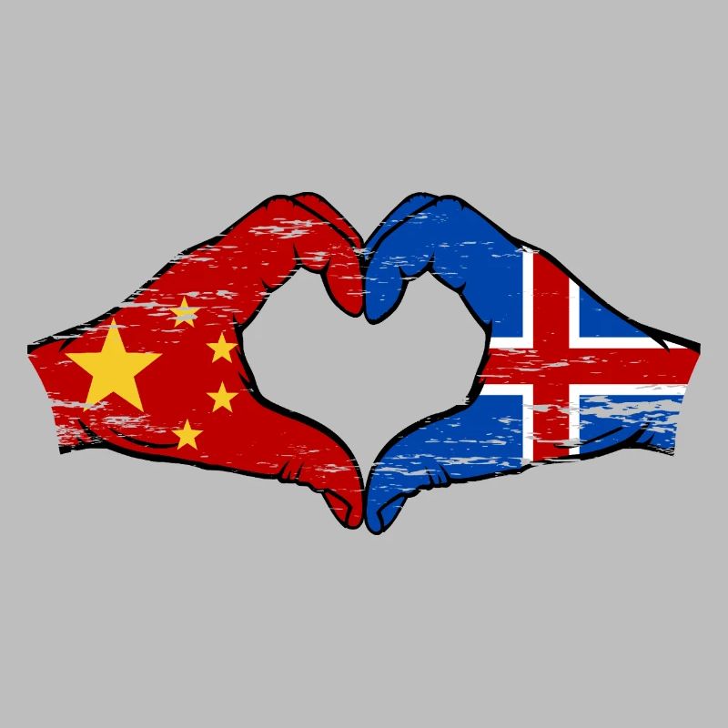 Aiguilles drapeau de l’île de Chine en forme de coeur utilisé