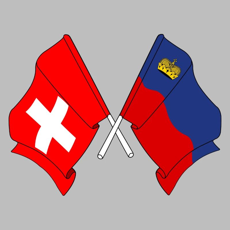 Drapeau de la Suisse et drapeau du Liechtenstein