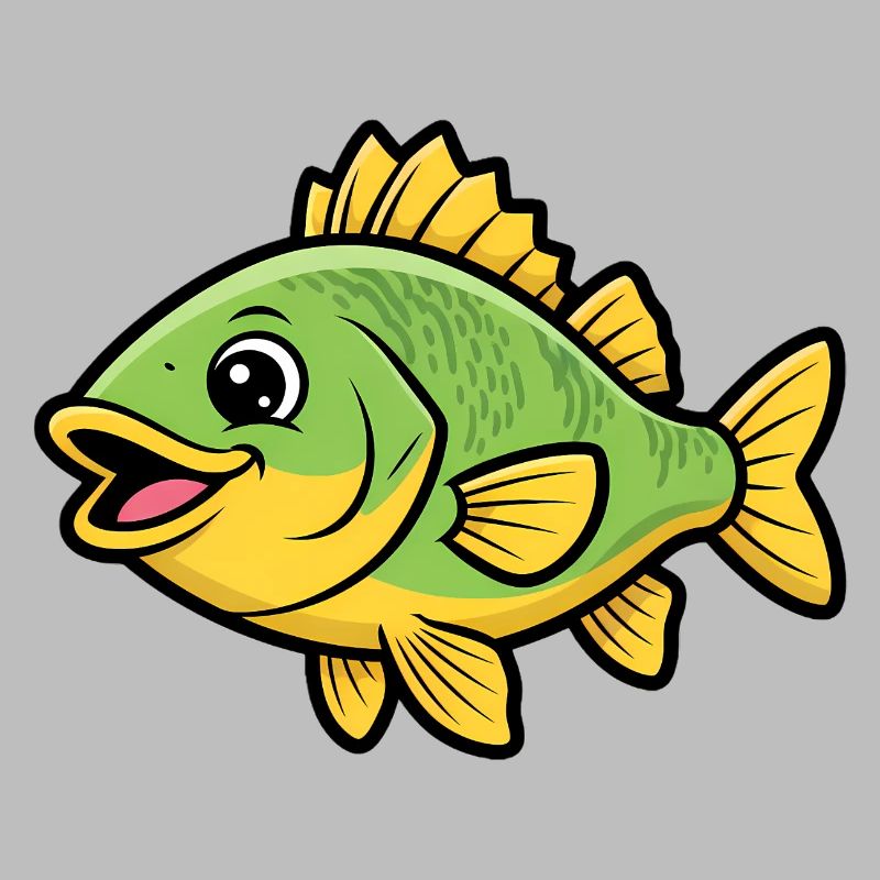 Süßer Flussbarsch Comic Fisch Bunt