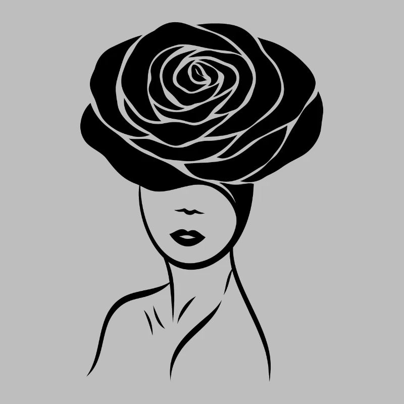 Mädchen / Lady mit Blume (Rose) auf dem Kopf