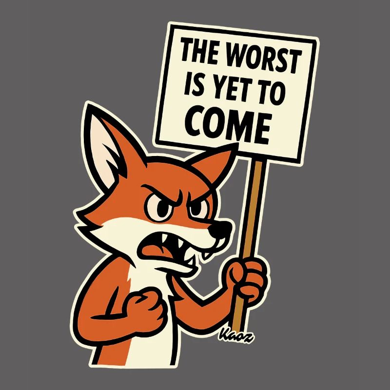 Angry fox protests and warns
