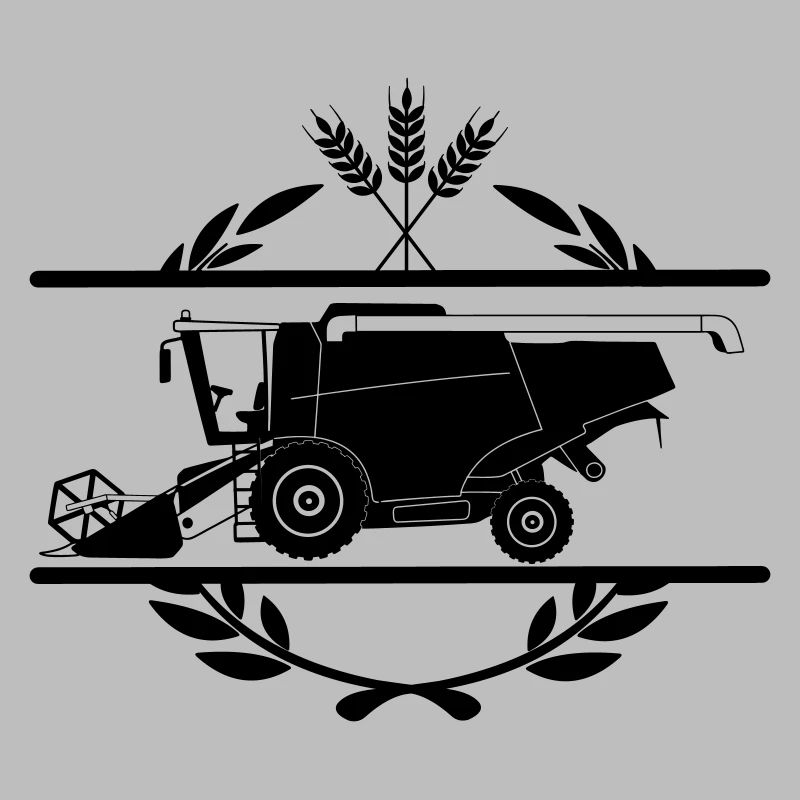 Moissonneuse-batteuse dans le style du logo de la couronne de laurier