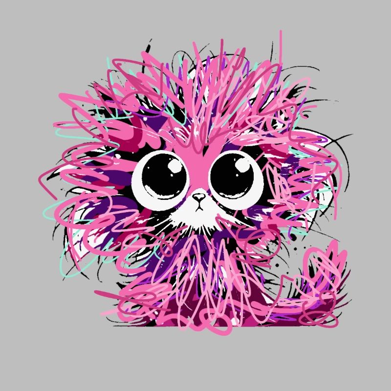 Chat, illustration, rose, échevelé, ébouriffé