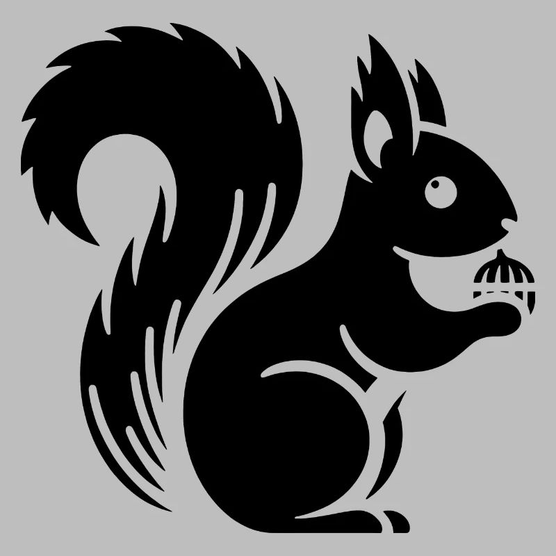 Minimalist Squirrel Silhouette with Nut