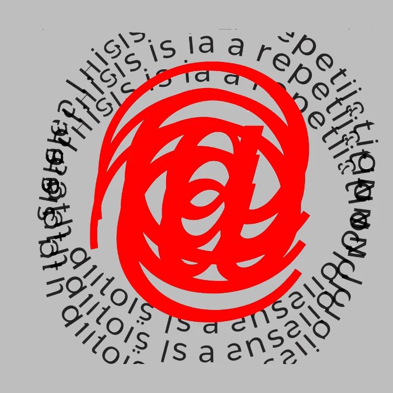 Spirale rouge dans un texte circulaire